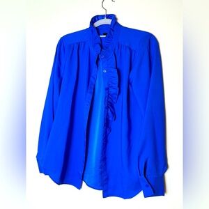 Ann Taylor Women’s Royal Blue Ruffle Dress Shirt
